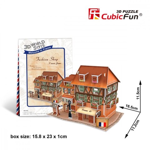 Puzzle 3D Domki świata - Francja Fashion Shop Cubic Fun