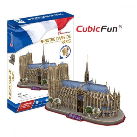 Puzzle 3D Katedra Notre Dame 128 elementów- zestaw XL Cubic Fun