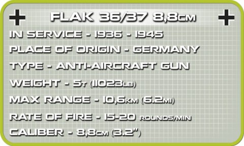Klocki Armia 100 elementów Flak 36/37 8,8 cm Cobi Klocki