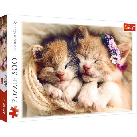 Puzzle 500 elementĂłw ĹpiÄce kotki Trefl