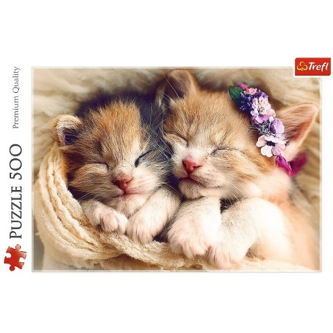 Puzzle 500 elementĂłw ĹpiÄce kotki Trefl