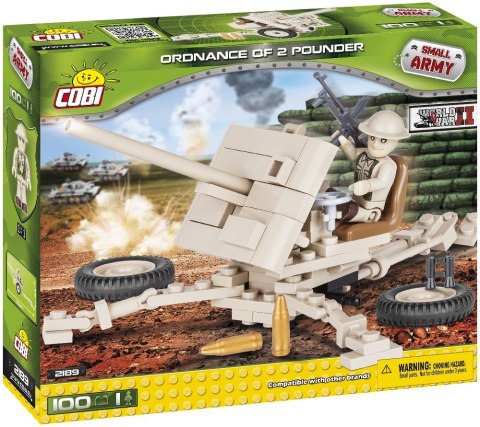 Klocki Armia 100 elementów Ordnance QF 2 Pounder - brytyjska armata przeciwpancerna Cobi Klocki