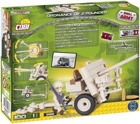Klocki Armia 100 elementów Ordnance QF 2 Pounder - brytyjska armata przeciwpancerna Cobi Klocki