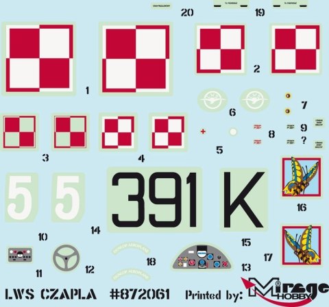 RWD 14b Czapla model set Mirage