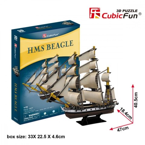 Puzzle 3D Żaglowiec HMS Beagle 168 elementów Cubic Fun
