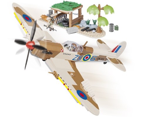 Klocki Small Army 400 elementów Supermarine Spitfire Mk. IX Desert Airstrip Cobi Klocki