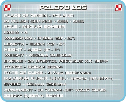 Klocki Small Army 415 elementów PZL.37B Łoś polski średni bombowiec Cobi Klocki