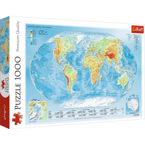 Puzzle 1000 elementów Mapa fizyczna świata Trefl