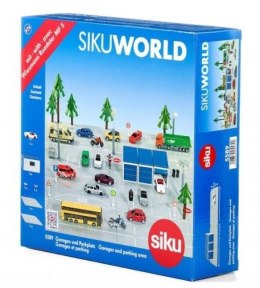 World - Zestaw parking, garaże i samochód Siku