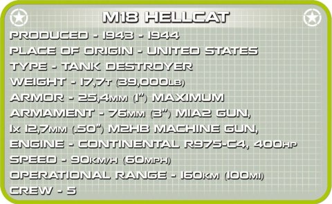 Klocki M18 Hellcat amerykański niszczyciel Cobi Klocki