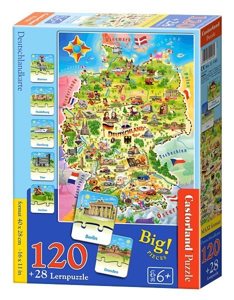 Puzzle 120 elementów Edukacyjna mapa Niemiec Castor