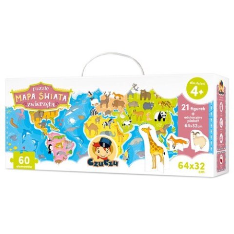 Puzzle Mapa świata, Zwierzęta figurki CzuCzu