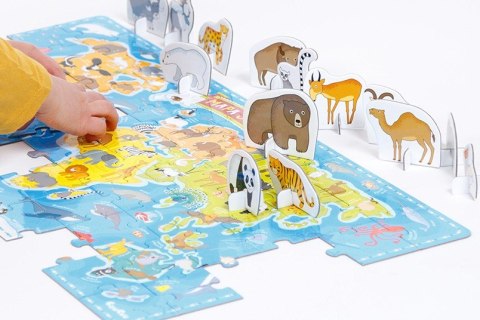 Puzzle Mapa świata, Zwierzęta figurki CzuCzu