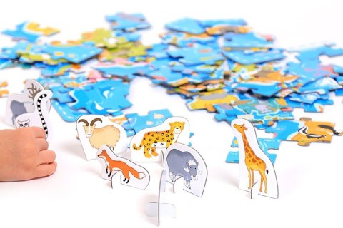 Puzzle Mapa świata, Zwierzęta figurki CzuCzu