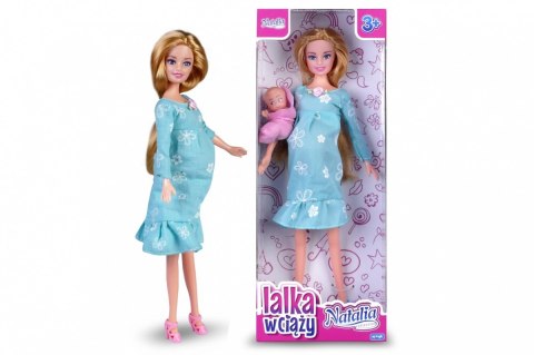 Lalka Natalia w ciąży niebieska 29 cm Artyk