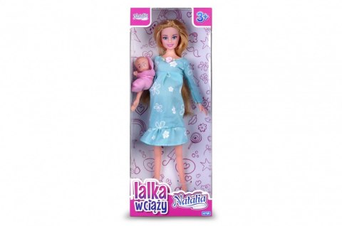 Lalka Natalia w ciąży niebieska 29 cm Artyk