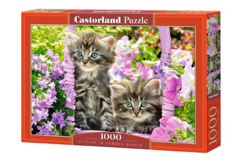 Puzzle 1000 elementów - Kotki w wiosennym ogrodzie Castor