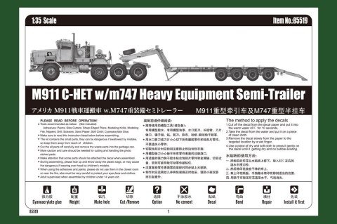 Model plastikowy M911 C-HET w/m747 - Transporter z naczepą Hobby Boss