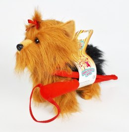 Maskotka Piesek Yorkshire Terrier chodzący na smyczy 27 cm Madej