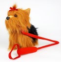 Maskotka Piesek Yorkshire Terrier chodzący na smyczy 27 cm Madej