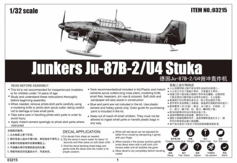 Model plastikowy Junkers Ju-87B -2/U-4 Stuka Trumpeter