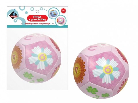 Piłeczka miękka z grzechotką różowa 13 cm ASKATO