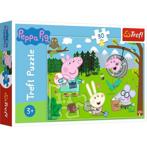 Puzzle 30 elementów - Świnka Peppa, Leśna wyprawa Trefl
