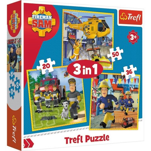 Puzzle 3w1 Strażak Sam - W akcji Trefl