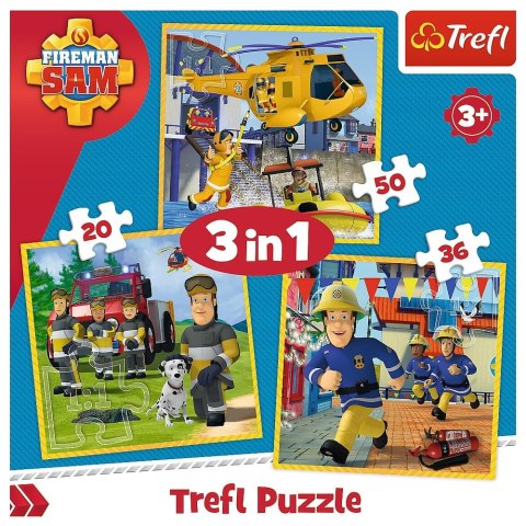 Puzzle 3w1 Strażak Sam - W akcji Trefl