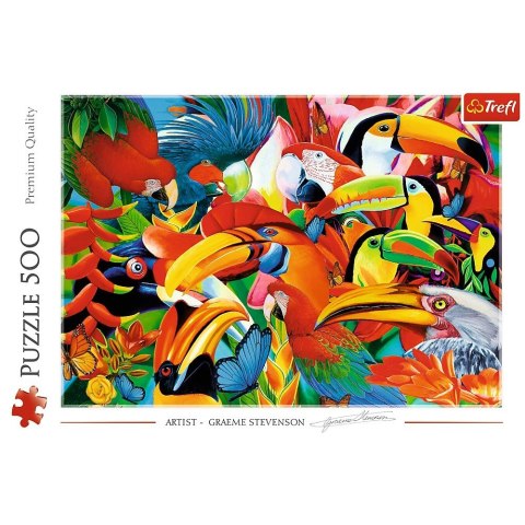 Puzzle 500 elementów - Kolorowe ptaki Trefl