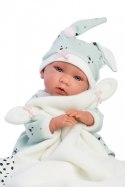 Lalka bobas płacząca Mimi biały kocyk 74054 42 cm Llorens