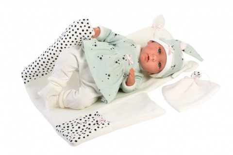 Lalka bobas płacząca Mimi biały kocyk 74054 42 cm Llorens