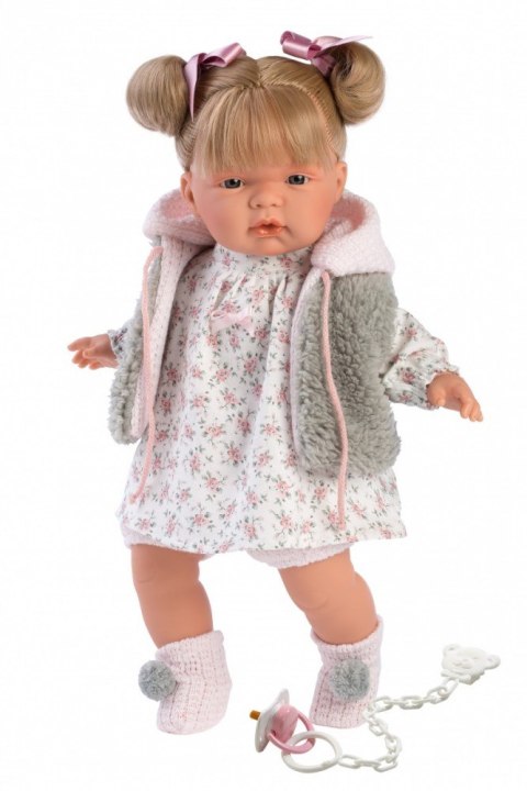 Lalka płacząca Joelle blondynka szare futerko 38332 38 cm Llorens