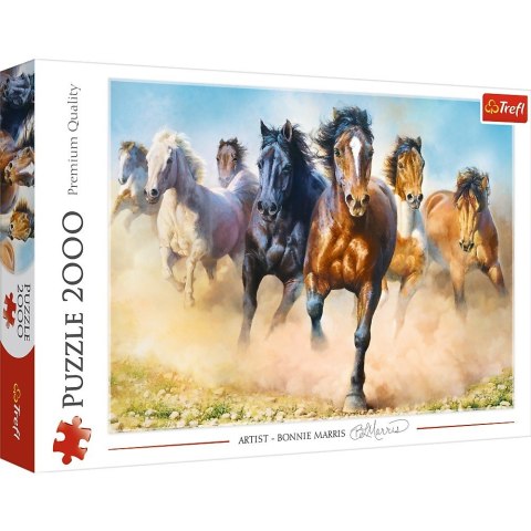 Puzzle 2000 elementów Galopujące stado koni Trefl