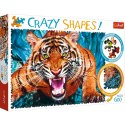 Puzzle 600 elementów Crazy Shapes - Oko w oko z tygrysem Trefl