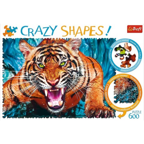 Puzzle 600 elementów Crazy Shapes - Oko w oko z tygrysem Trefl
