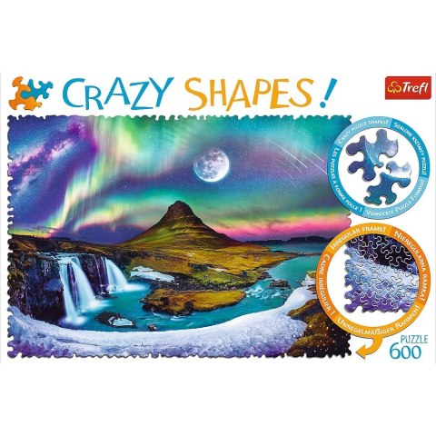 Puzzle 600 elementów Crazy Shapes - Zorza nad Islandią Trefl