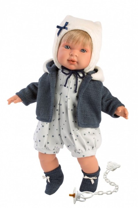 Lalka płacząca Miguel chłopiec granatowa bluza 42145 42 cm Llorens