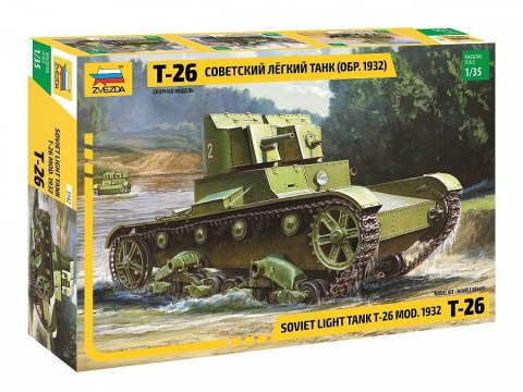 Model plastikowy Lekki radziecki czołg piechoty T-26 1932 Zvezda
