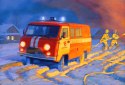Model plastikowy UAZ 3909 Samochód strażacki Zvezda