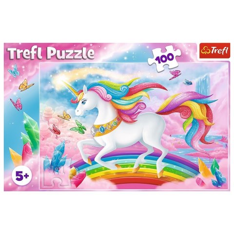 Puzzle 100 elementĂłw - W krysztaĹowym Ĺwiecie jednoroĹźcĂłw Trefl