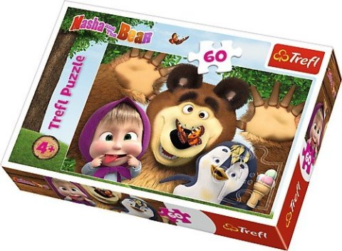 Puzzle 60 elementów - Masza i Niedźwiedź, Wesoły dzień Trefl
