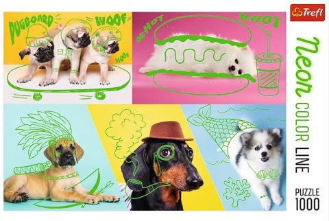 Puzzle 1000 elementów Neon Color Line - Odlotowe psy Trefl