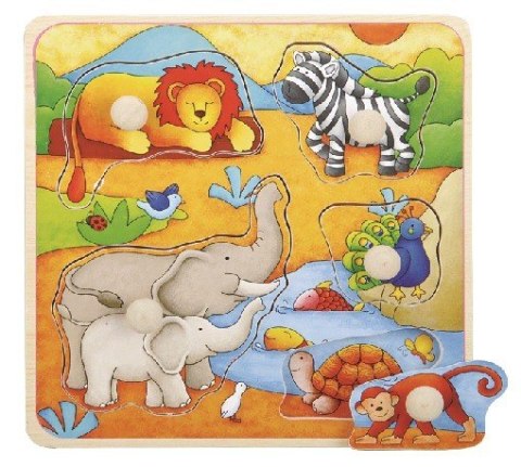 Puzzle drewniane z pinezkami TOP BRIGHT - Afryka 17x17 cm Brimarex