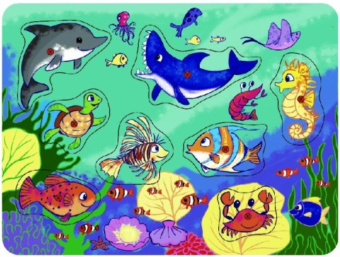 Puzzle drewniane z pinezkami TOP BRIGHT - Ocean, 8 elementów Brimarex