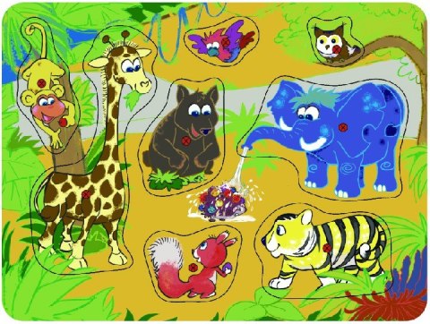 Puzzle drewniane z pinezkami TOP BRIGHT - Safari, 8 elementów Brimarex