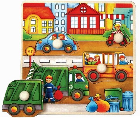 Puzzle drewniane z pinezkami TOP BRIGHT - Śmieciarka Brimarex