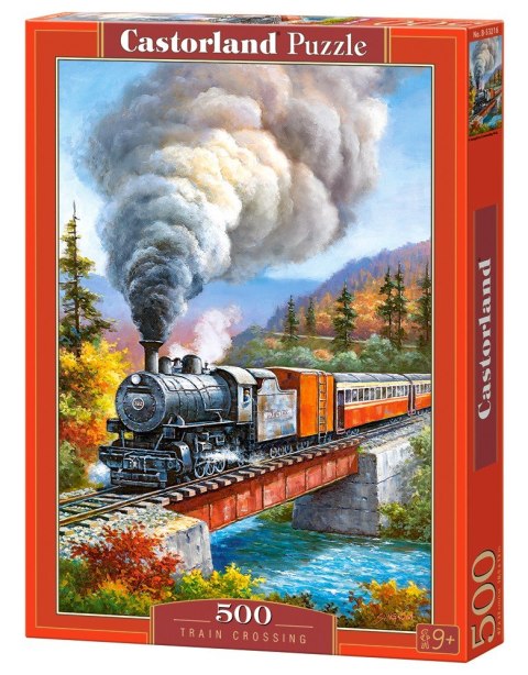 Puzzle 500 elementów - Pociąg Przejazd kolejowy Castor