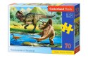 Puzzle 70 elementów Dinozaury Tyranozaur Triceratops Castor