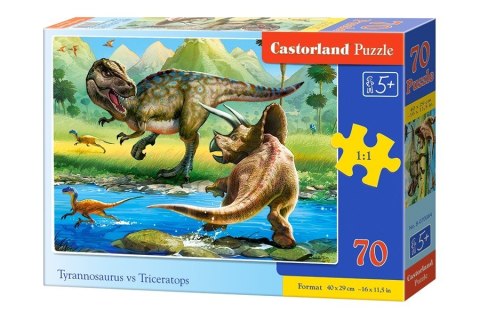 Puzzle 70 elementów Dinozaury Tyranozaur Triceratops Castor